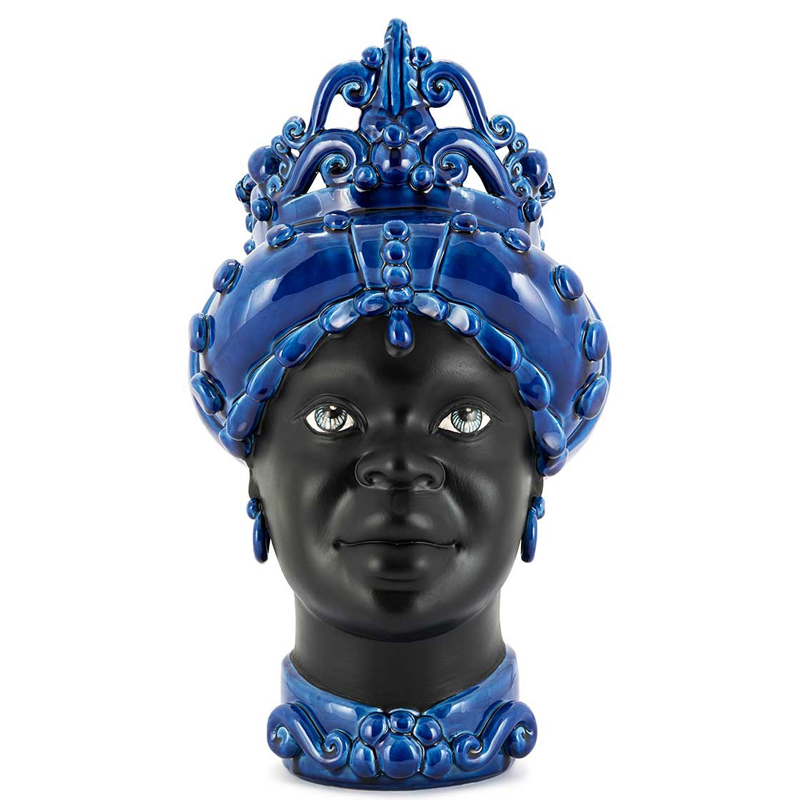 Ваза VASE MORO LADY MED. MAT Blue Черный Синий в Орле | Loft Concept 