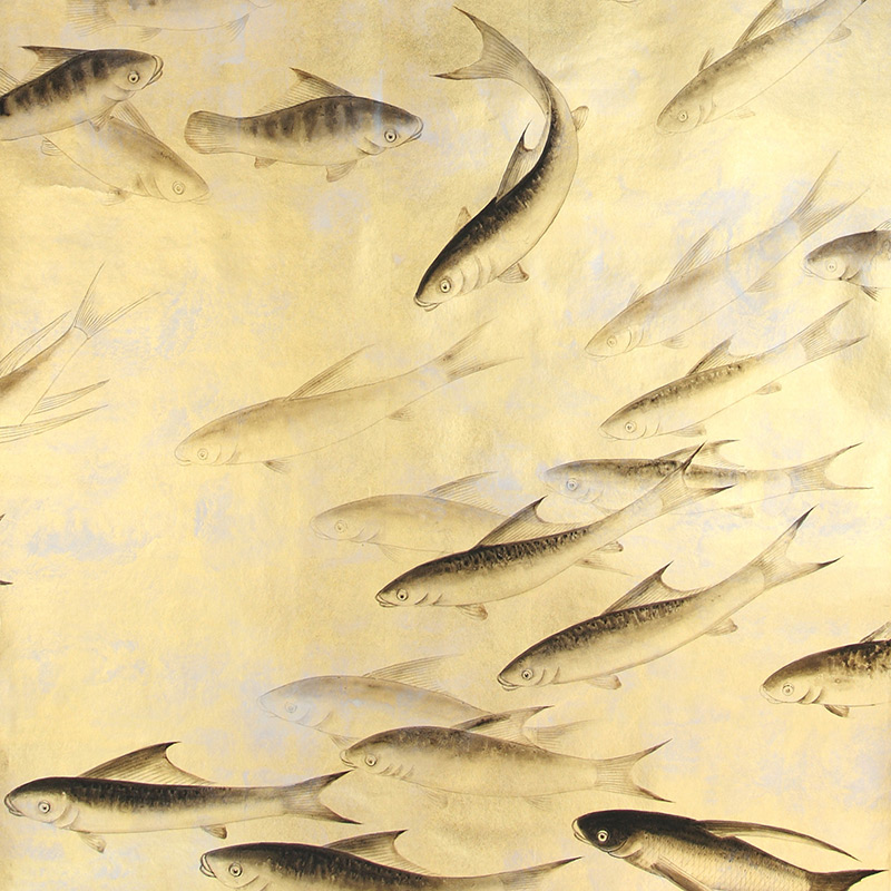 Обои ручная роспись Fishes Original colourway on Deep Rich Gold gilded paper with d?sargenter pearlescent antiquing Обои ручная роспись Fishes Original colourway on Deep Rich Gold gilded paper with d?sargenter pearlescent antiquing в Орле | Loft Concept