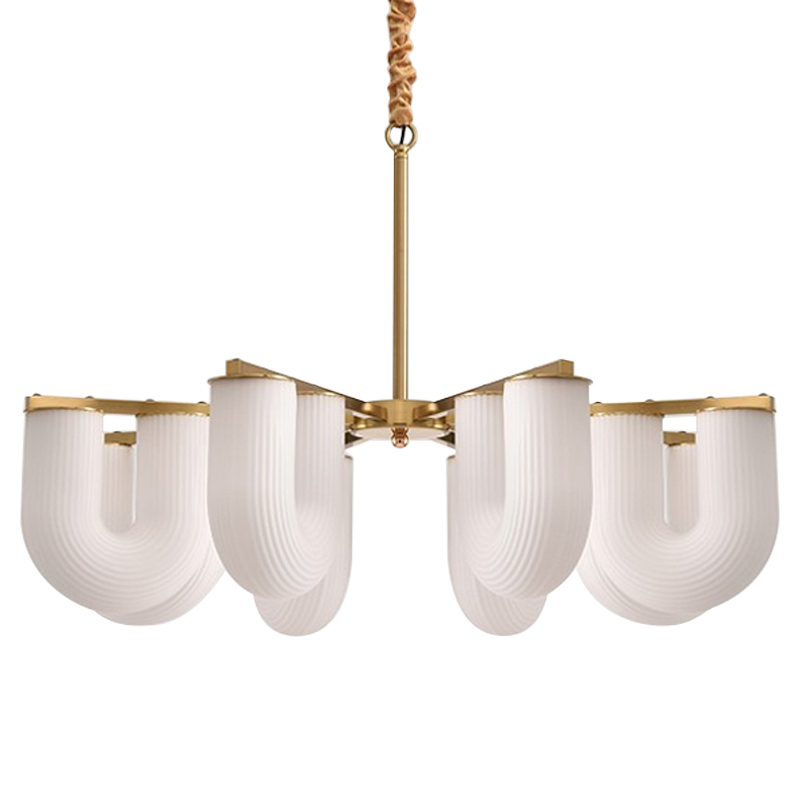 Люстра Berthe Arch Chandelier 8 плафонов Белое матовое стекло Латунь Хром Люстра Berthe Arch Chandelier 8 плафонов Белое матовое стекло Латунь Хром в Орле | Loft Concept
