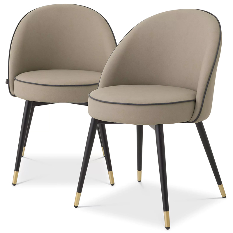 Комплект из двух стульев Eichholtz Dining Chair Cooper Set of 2 Beige Бежевый Черный Латунь Комплект из двух стульев Eichholtz Dining Chair Cooper Set of 2 Beige Бежевый Черный Латунь в Орле | Loft Concept