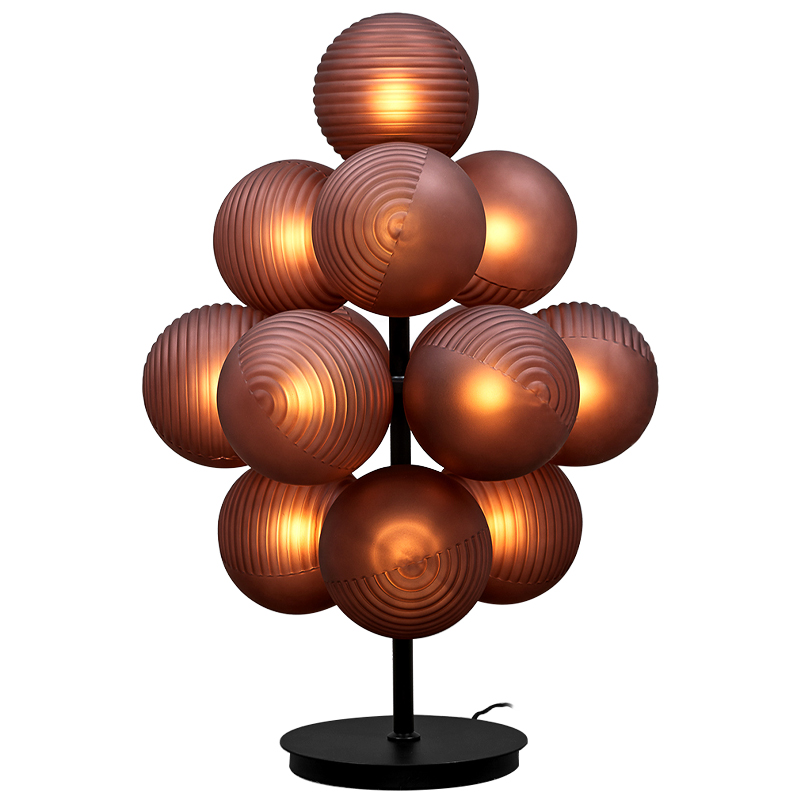 Настольная лампа с круглыми плафонами Syridine Lamp Янтарный Черный Настольная лампа с круглыми плафонами Syridine Lamp Янтарный Черный в Орле | Loft Concept