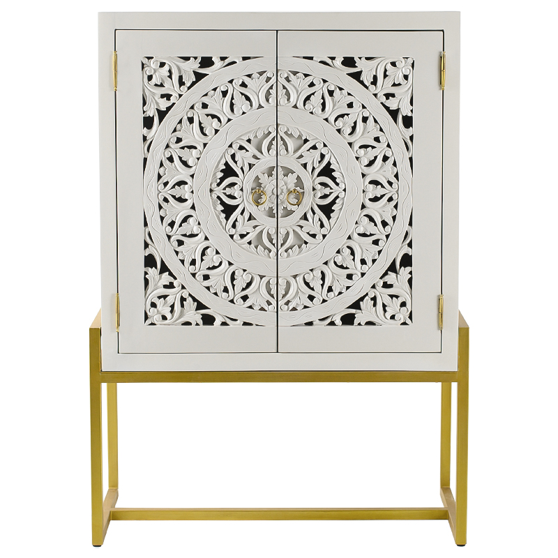 Буфет с резными дверцами Ceara Lace Cabinet Белый Золотой Буфет с резными дверцами Ceara Lace Cabinet Белый Золотой в Орле | Loft Concept
