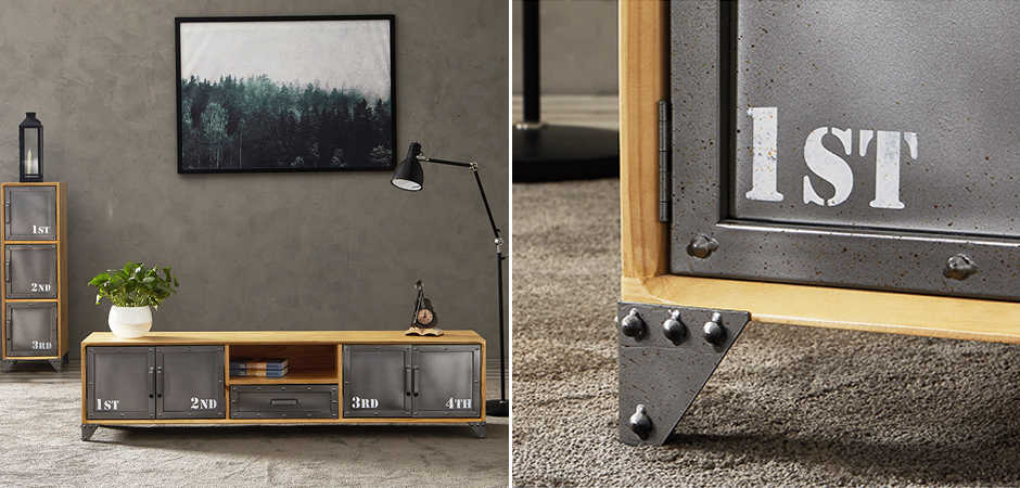 ТВ-тумба Loft Metal and Wood Quadruple ТВ-тумба Loft Metal and Wood Quadruple - Loft-Concept в Орле