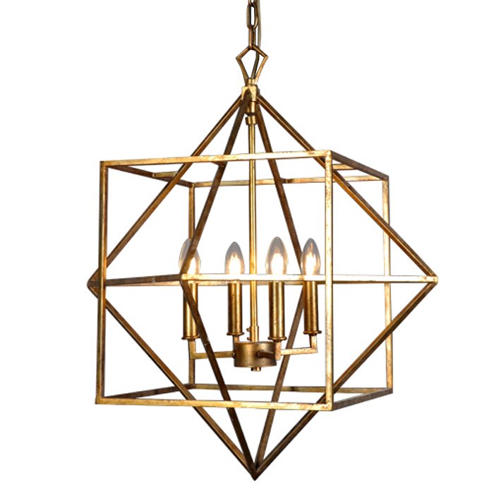 Подвесной светильник CUBIST Chandelier Gold 4 bulbs Золотой Подвесной светильник CUBIST Chandelier Gold 4 bulbs Золотой в Орле | Loft Concept
