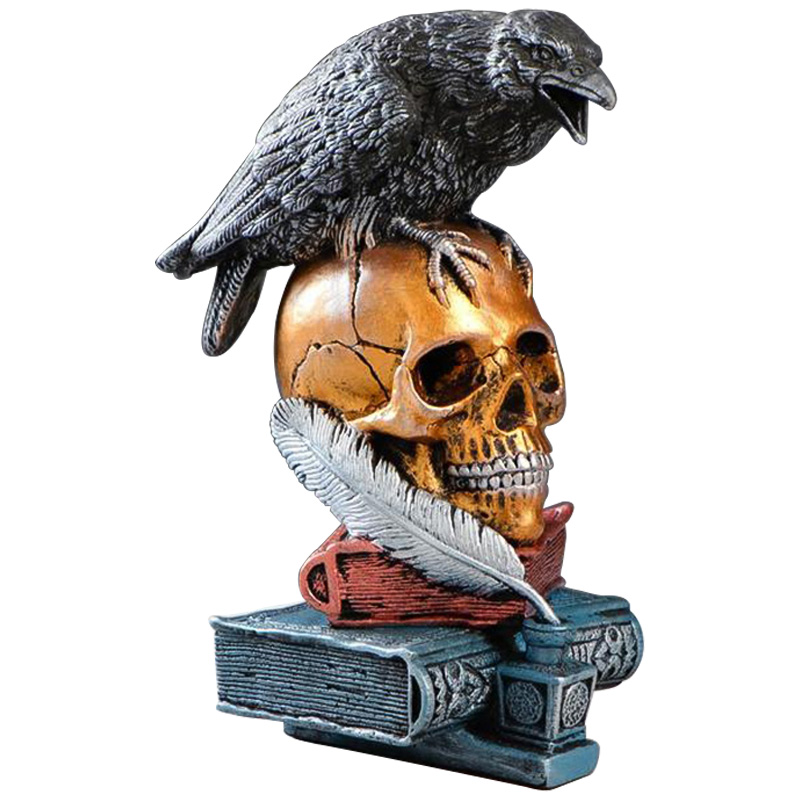 Статуэтка Raven and Skull Золотой Черный Серый (Gray) Статуэтка Raven and Skull Золотой Черный Серый (Gray) в Орле | Loft Concept