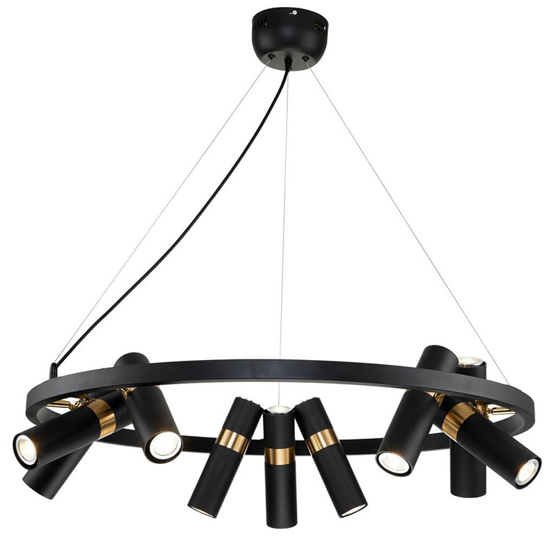 Люстра Rickon Chandelier Spot 18 Черный Золотой Люстра Rickon Chandelier Spot 18 Черный Золотой в Орле | Loft Concept
