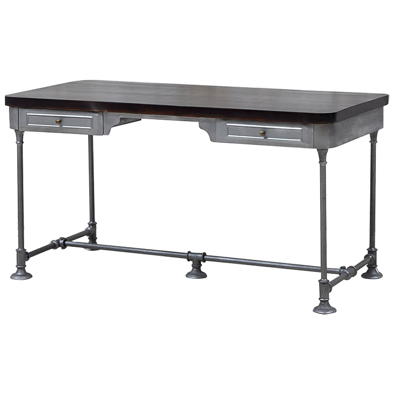 Рабочий стол Iston Metal Wood Desk Серый Коричневый Латунь Рабочий стол Iston Metal Wood Desk Серый Коричневый Латунь в Орле | Loft Concept