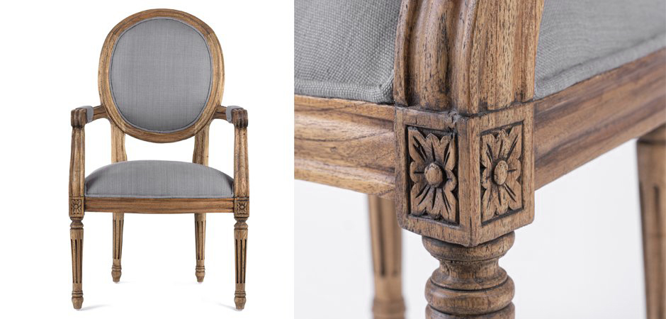 Стул REGENCY MEDALLION ARMCHAIR Gray Linen Стул REGENCY MEDALLION ARMCHAIR Gray Linen - Loft-Concept в Орле
