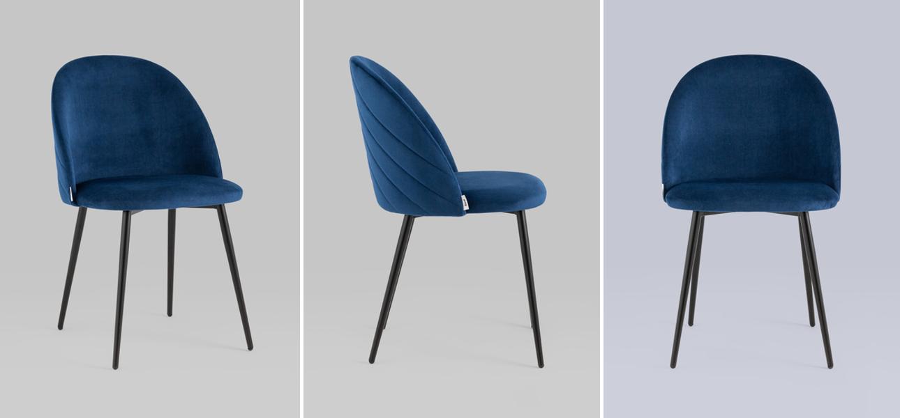 Стул Синий Велюр Miruna Leaf Chair - фото