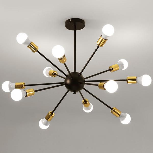 Люстра Sputnik LIGHT JET 12 Black and Gold Черный Глянцевое золото Люстра Sputnik LIGHT JET 12 Black and Gold Черный Глянцевое золото в Орле | Loft Concept