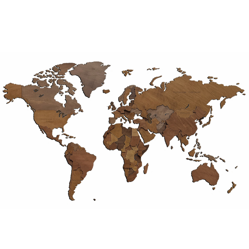 Аксессуар на стену Wooden World Map цвет орех Орех Аксессуар на стену Wooden World Map цвет орех Орех в Орле | Loft Concept