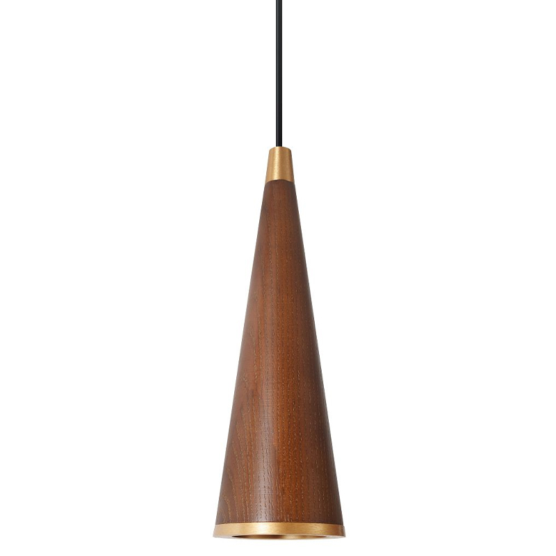 Подвесной светильник с плафоном из темного дерева WOODEN ECO Золотой Коричневый Черный в Орле | Loft Concept 
