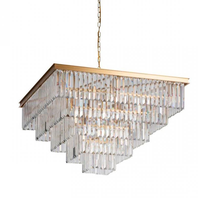 Квадратная Люстра RH 1920s Odeon GOLD iron Five layers Прозрачное Стекло 80х80 Золотой Прозрачное Стекло Квадратная Люстра RH 1920s Odeon GOLD iron Five layers Прозрачное Стекло 80х80 Золотой Прозрачное Стекло в Орле | Loft Concept