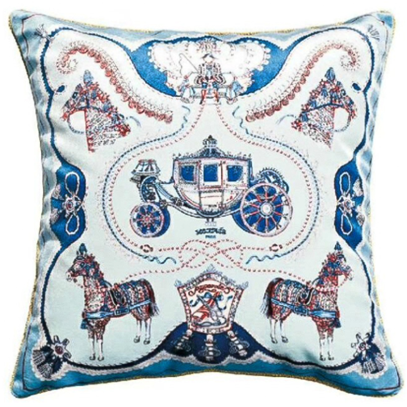 Декоративная подушка Hermes Horse 121 Голубой Синий Декоративная подушка Hermes Horse 121 Голубой Синий в Орле | Loft Concept