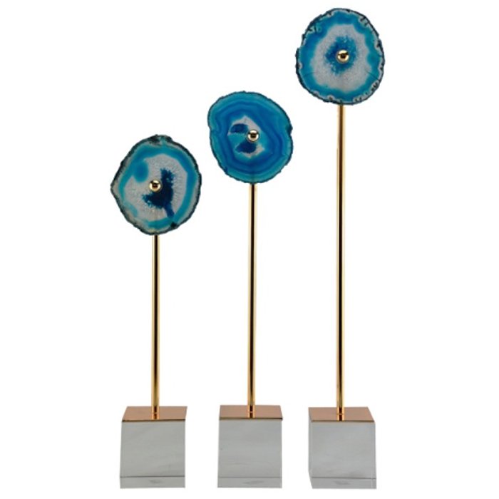 Комплект из 3-х статуэток AGATE DESIGN blue Синий Золотой Комплект из 3-х статуэток AGATE DESIGN blue Синий Золотой в Орле | Loft Concept