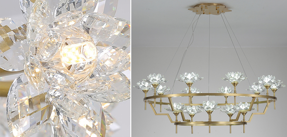 Большая Люстра Хрустальные Цветы Лотоса Lotus flower Clear Glass lamp 15 Большая Люстра Хрустальные Цветы Лотоса Lotus flower Clear Glass lamp 15 - Loft-Concept в Орле