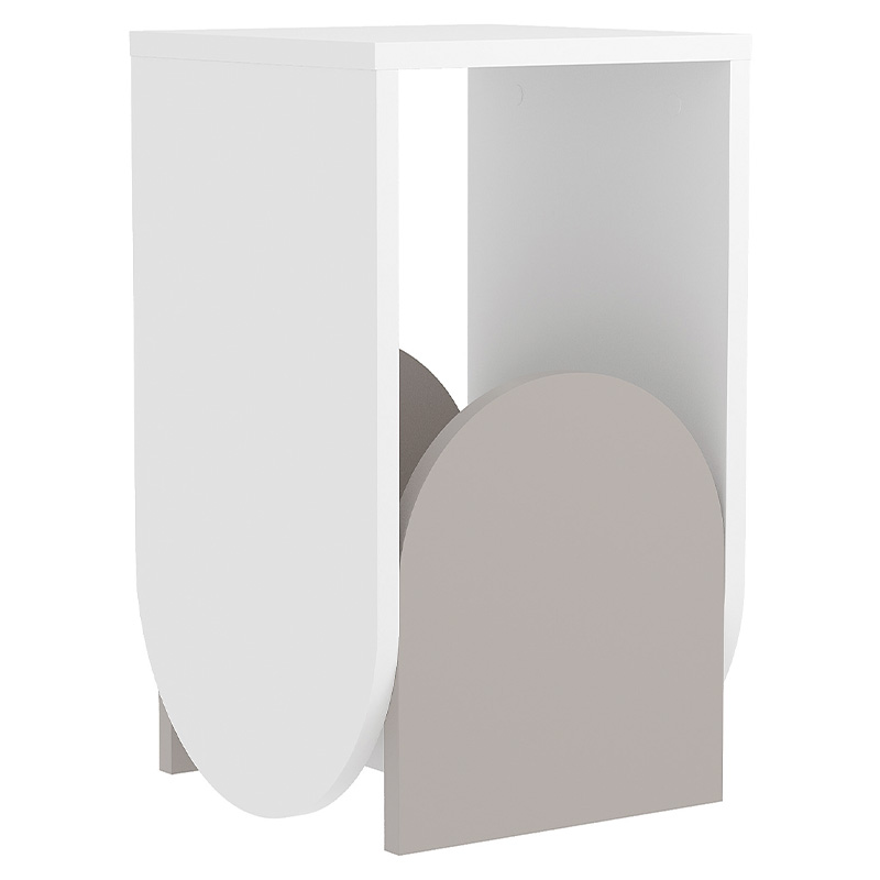 Стол приставной с овальными элементами бело-бежевого цвета NUN SIDE TABLE WHITE LIGHT MOCHA Белый Бежево-серый Стол приставной с овальными элементами бело-бежевого цвета NUN SIDE TABLE WHITE LIGHT MOCHA Белый Бежево-серый в Орле | Loft Concept