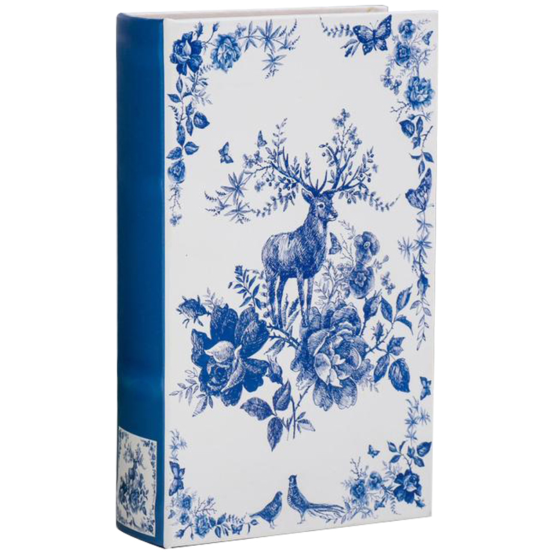Шкатулка-книга с сейфом Deer and Blue Flowers Book Box Белый Синий Шкатулка-книга с сейфом Deer and Blue Flowers Book Box Белый Синий в Орле | Loft Concept