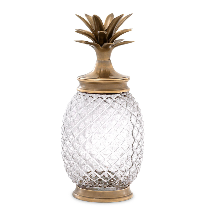Ваза с крышкой Eichholtz Jar Hayworth brass Винтажная латунь Прозрачный Ваза с крышкой Eichholtz Jar Hayworth brass Винтажная латунь Прозрачный в Орле | Loft Concept