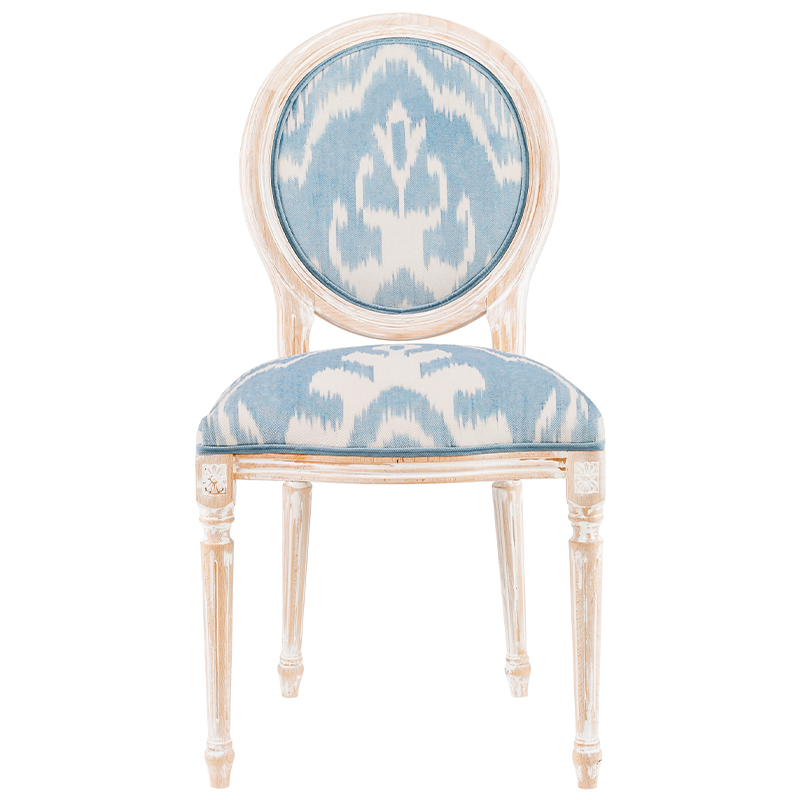 Мягкий стул со светло-голубым узором Ikat Pattern Белый Бежевый Голубой в Орле | Loft Concept 
