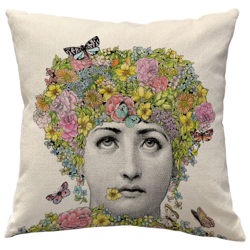 Декоративная подушка Fornasetti Fior di Lina Бежевый Мульти Декоративная подушка Fornasetti Fior di Lina Бежевый Мульти в Орле | Loft Concept