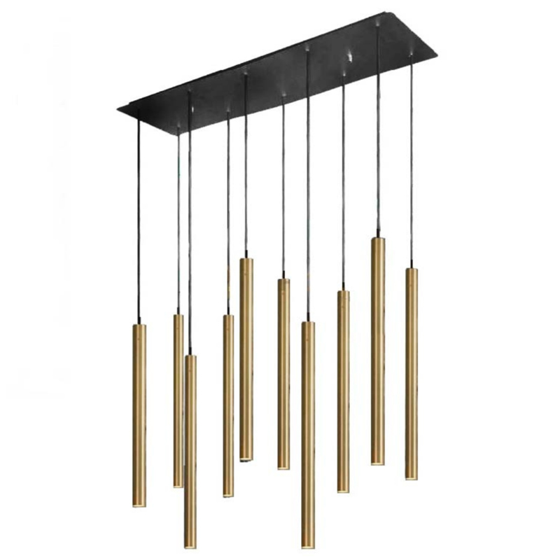 Светильник Trumpet Rectangle Gold 10 плафонов Золотой Черный Светильник Trumpet Rectangle Gold 10 плафонов Золотой Черный в Орле | Loft Concept