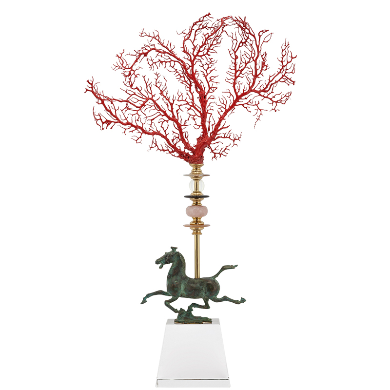 Аксессуар OBELISQUE CORAL HORSE Красный Прозрачный Темная бронза винтаж Латунь Аксессуар OBELISQUE CORAL HORSE Красный Прозрачный Темная бронза винтаж Латунь в Орле | Loft Concept
