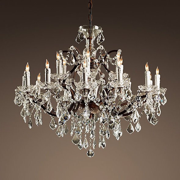 Люстра RH Rococo Iron & Crystal Chandelier 18 Прозрачное Стекло Бурая ржавчина Люстра RH Rococo Iron & Crystal Chandelier 18 Прозрачное Стекло Бурая ржавчина в Орле | Loft Concept