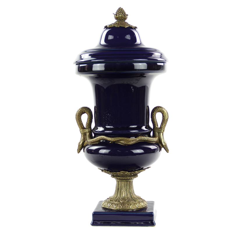 Ваза Selenia Blue Vase Bronze Serpents Синий Бронза Ваза Selenia Blue Vase Bronze Serpents Синий Бронза в Орле | Loft Concept