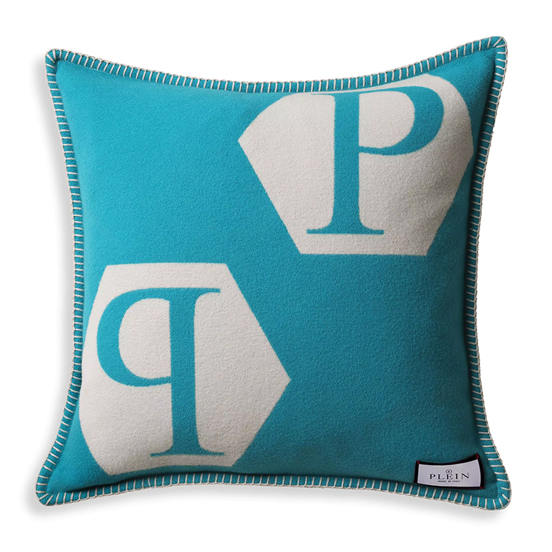 Подушка Philipp Plein Cushion Cashmere Blue Голубой Белый Подушка Philipp Plein Cushion Cashmere Blue Голубой Белый в Орле | Loft Concept