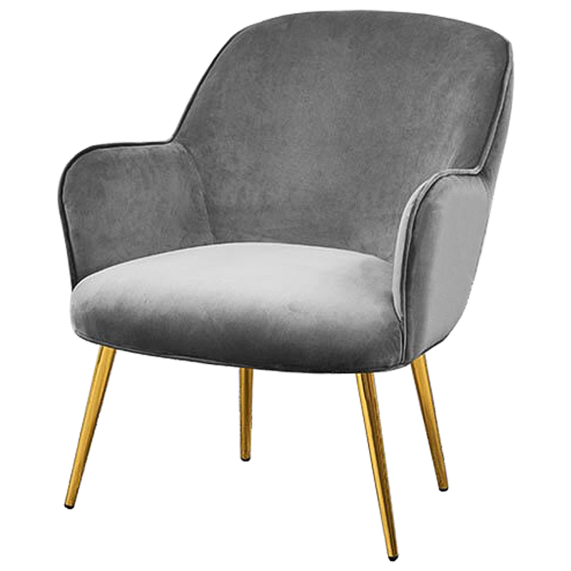 Кресло Waldeck Chair Gray Серый Глянцевое золото Кресло Waldeck Chair Gray Серый Глянцевое золото в Орле | Loft Concept