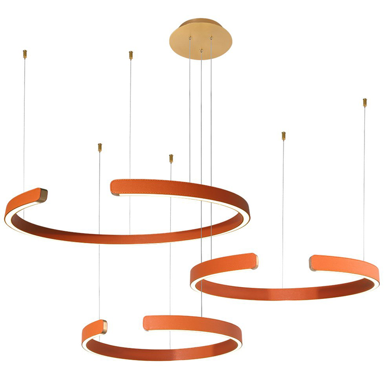 Люстра Half Ring 3 orange leather Оранжевый Золотой Люстра Half Ring 3 orange leather Оранжевый Золотой в Орле | Loft Concept