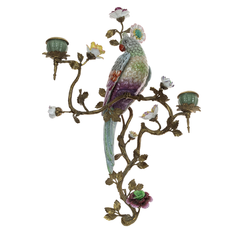 Подсвечник настенный Colorful Flowers and Parrot R Бронза Мульти в Орле | Loft Concept 