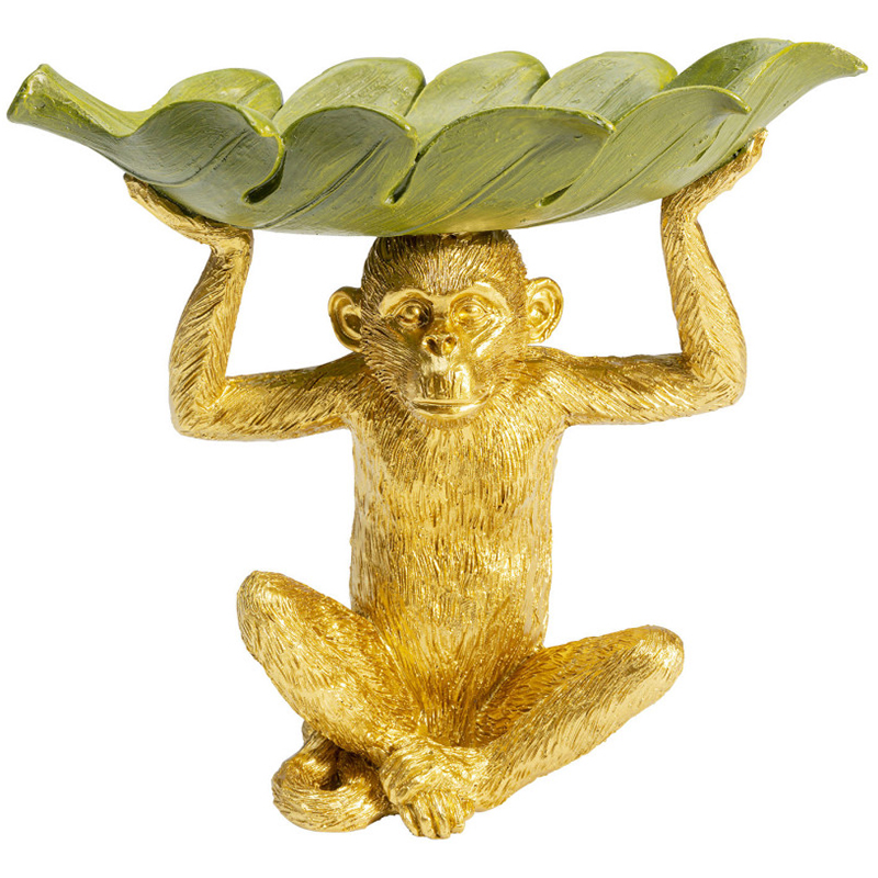 Конфетница Golden Monkey holding a leaf Зеленый Золотой в Орле | Loft Concept 