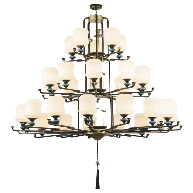 Люстра в китайском стиле Chinese Style Lotus Fruit Chandelier Черный Латунь Белый Зеленый Люстра в китайском стиле Chinese Style Lotus Fruit Chandelier Черный Латунь Белый Зеленый в Орле | Loft Concept