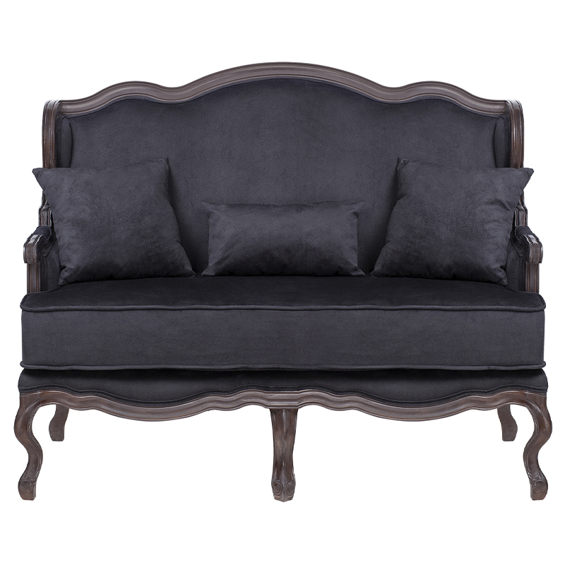 Диван двухместный George Grand Seating black velour Черный Коричневый Диван двухместный George Grand Seating black velour Черный Коричневый в Орле | Loft Concept