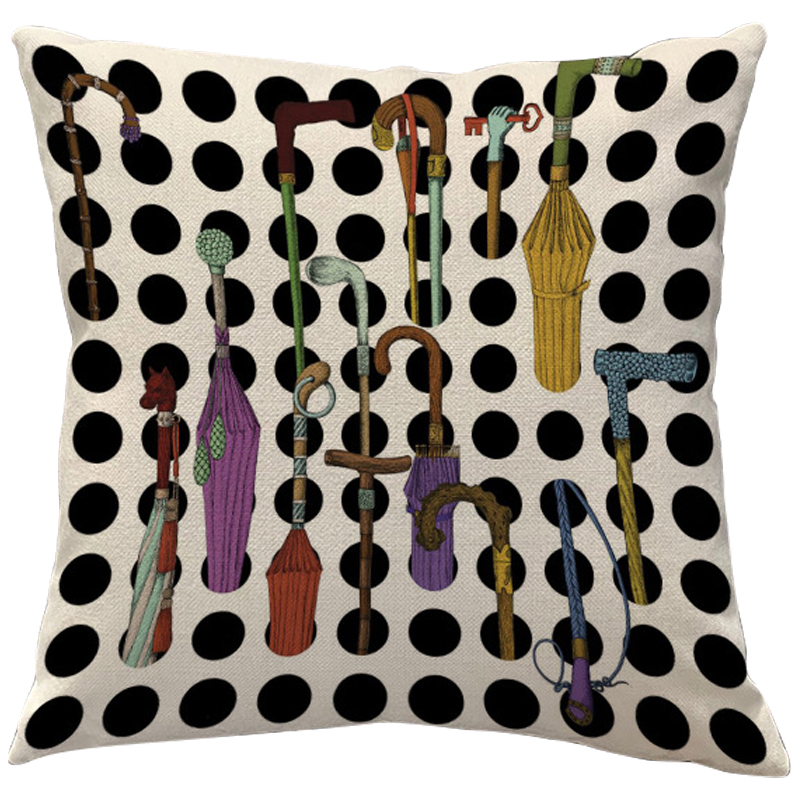 Декоративная подушка Fornasetti Umbrellas And Canes Черно-белый Мульти Декоративная подушка Fornasetti Umbrellas And Canes Черно-белый Мульти в Орле | Loft Concept