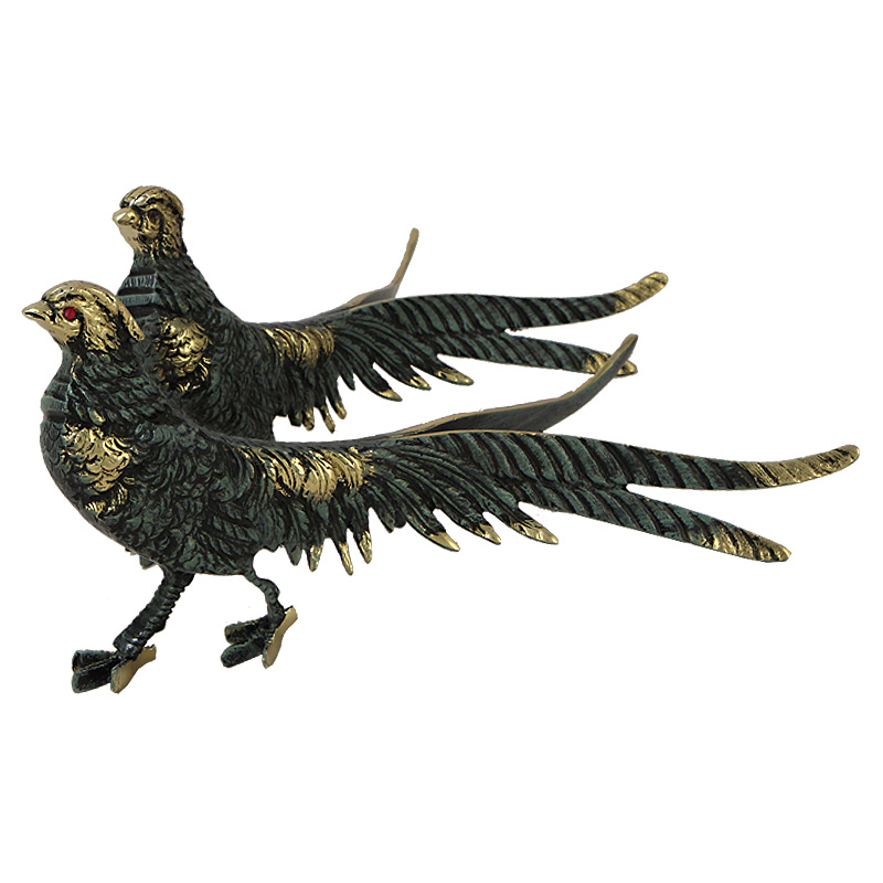 Статуэтка бронзовая синяя пара Фазаны Bronze Birds Бронза Синий Статуэтка бронзовая синяя пара Фазаны Bronze Birds Бронза Синий в Орле | Loft Concept