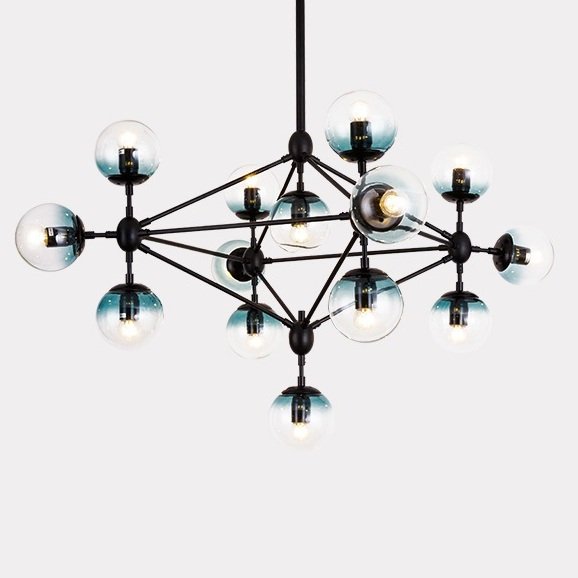 Люстра Modo Chandelier Globes Blue Ambre Black Черный Люстра Modo Chandelier Globes Blue Ambre Black Черный в Орле | Loft Concept