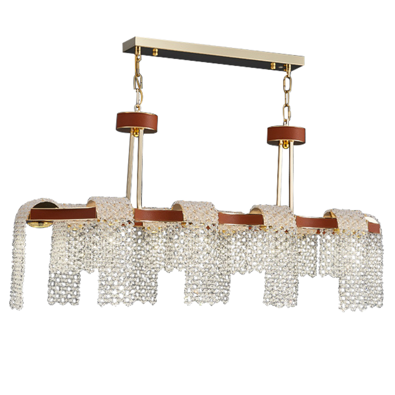 Линейная люстра люстра Leather Glass Chandelier Золотой Коричневый Прозрачное Стекло Линейная люстра люстра Leather Glass Chandelier Золотой Коричневый Прозрачное Стекло в Орле | Loft Concept