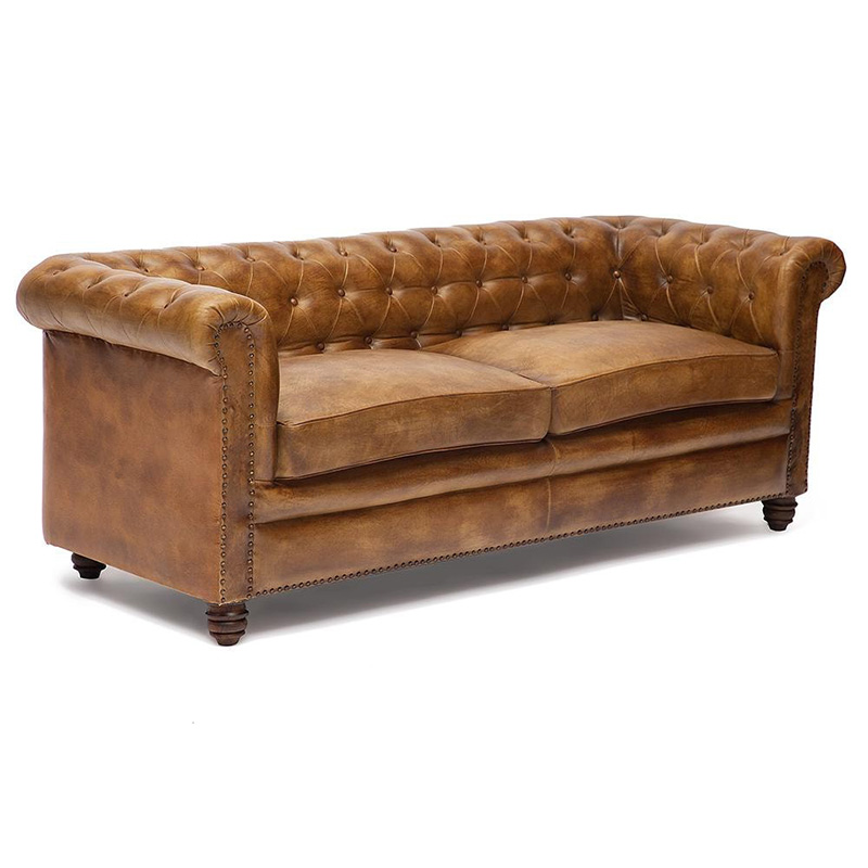 Диван кожаный Buffalo Leather Sofa Triple Коричневый винтаж Диван кожаный Buffalo Leather Sofa Triple Коричневый винтаж в Орле | Loft Concept