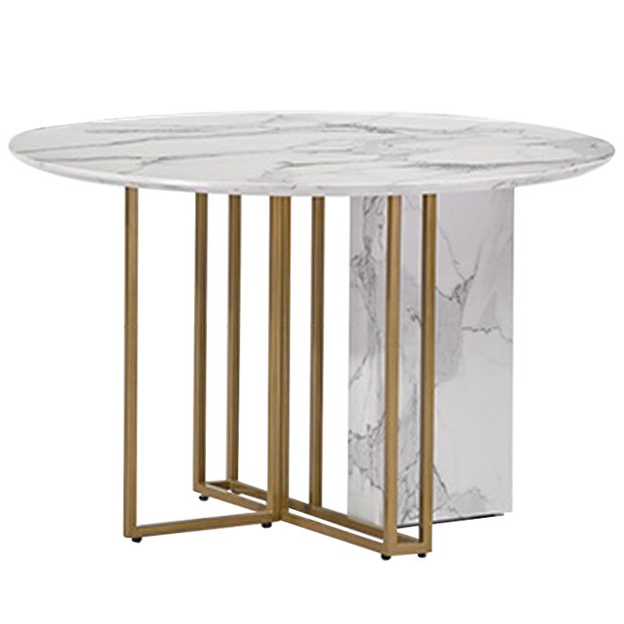 Стол Marble Corner Circle Латунь Белый Стол Marble Corner Circle Латунь Белый в Орле | Loft Concept
