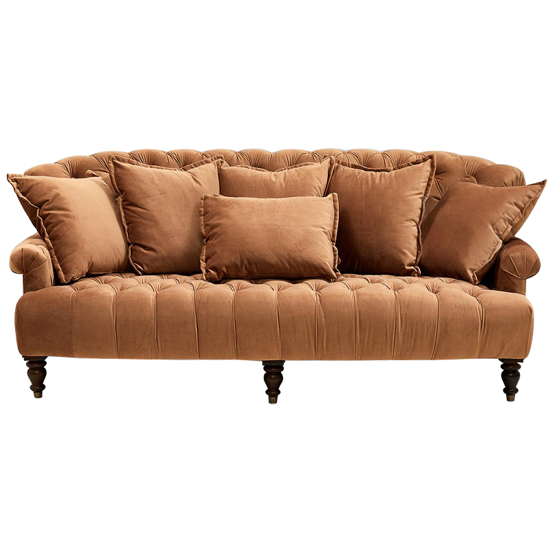 Диван велюровый с подушками Welch Sofa Карамель Диван велюровый с подушками Welch Sofa Карамель в Орле | Loft Concept