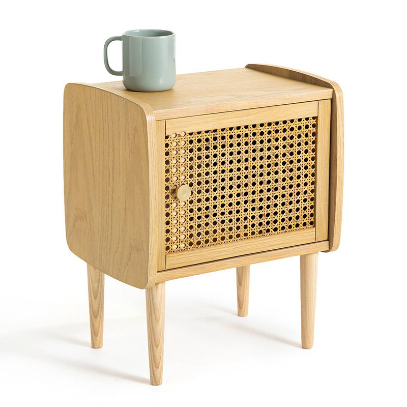 Тумба с дверцой из плетеного ротанга Aelius Rattan Wicker Curbstone Светлый дуб Тумба с дверцой из плетеного ротанга Aelius Rattan Wicker Curbstone Светлый дуб в Орле | Loft Concept