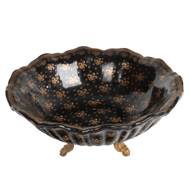 Блюдо черного цвета из фрафора на бронзовых ножках Eden Garden porcelain and bronze Черный Бронза Блюдо черного цвета из фрафора на бронзовых ножках Eden Garden porcelain and bronze Черный Бронза в Орле | Loft Concept