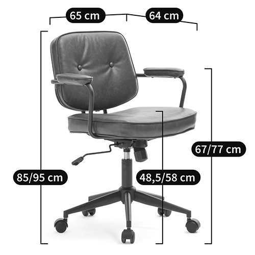 Офисное кресло в винтажном стиле на колёсах Glenn Dark Grey Chair Офисное кресло в винтажном стиле на колёсах Glenn Dark Grey Chair в Орле