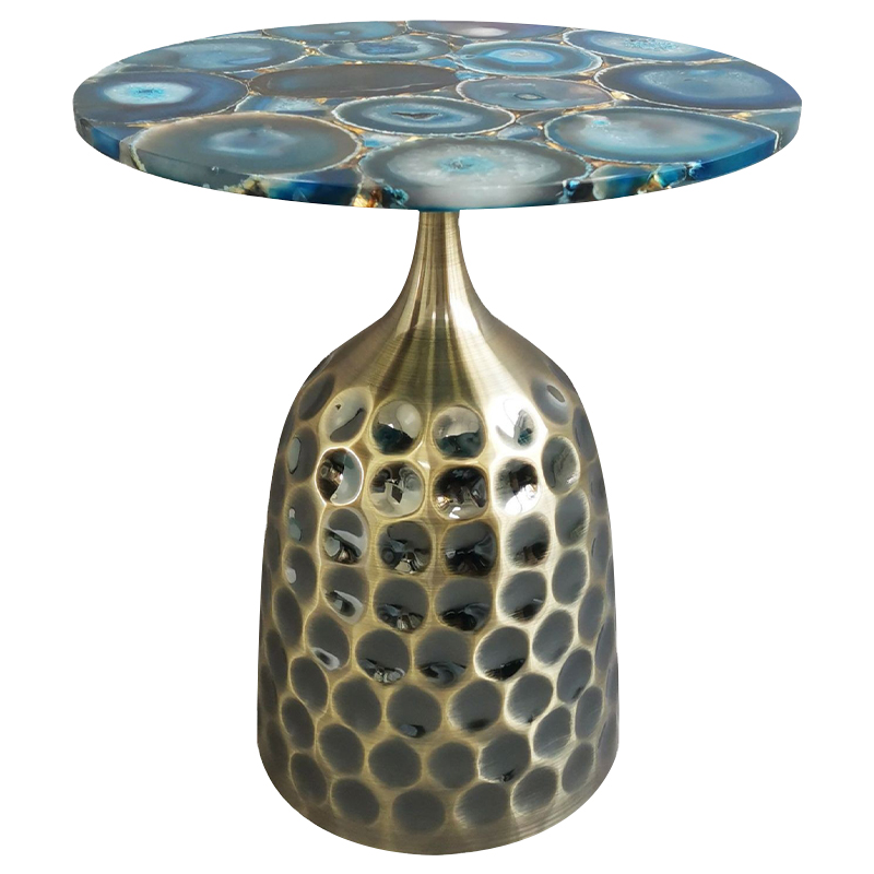 Приставной стол Blue Agate Side Table Синий Латунь Античная полированная Приставной стол Blue Agate Side Table Синий Латунь Античная полированная в Орле | Loft Concept
