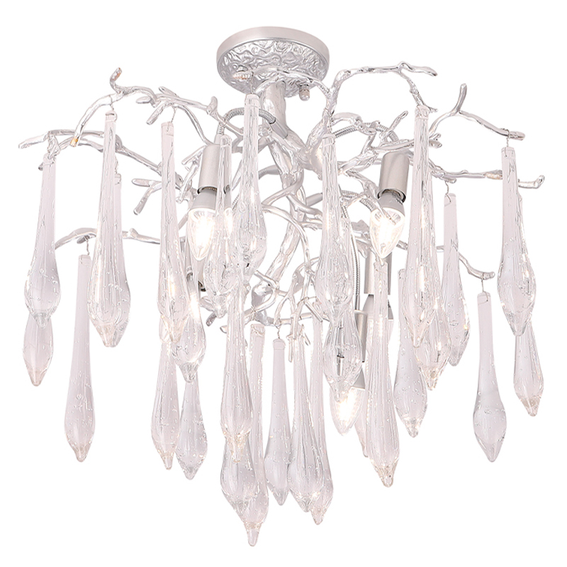 Люстра потолочная с прозрачными стеклянными подвесками в форме капель Droplet Chandelier Золотой Прозрачный Серебряный Люстра потолочная с прозрачными стеклянными подвесками в форме капель Droplet Chandelier Золотой Прозрачный Серебряный в Орле | Loft Concept