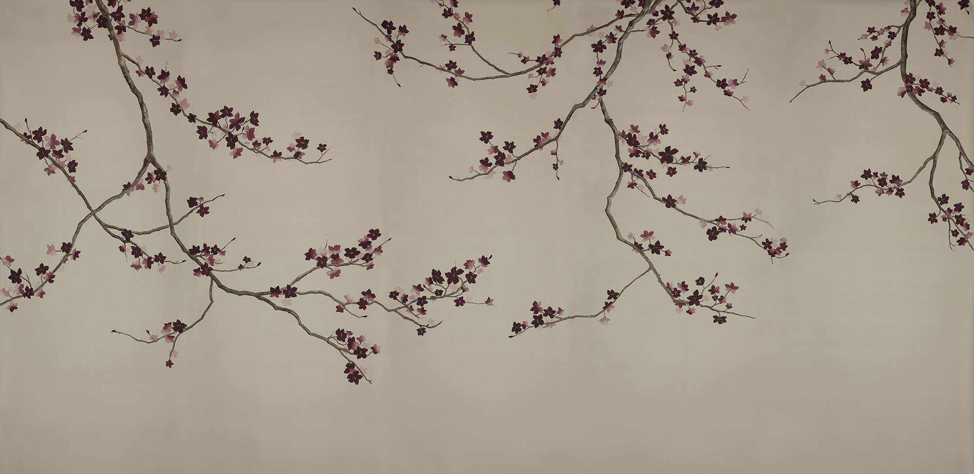 Обои ручная роспись Cherry Tree Special Colourway on Icefield dyed silk Обои ручная роспись Cherry Tree Special Colourway on Icefield dyed silk - постер Loft-Concept в Орле