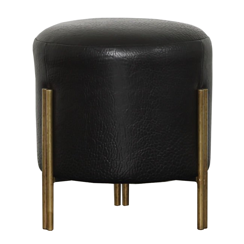 Пуф из черной кожи MELANGE FOOT STOOL Черный Латунь в Орле | Loft Concept 